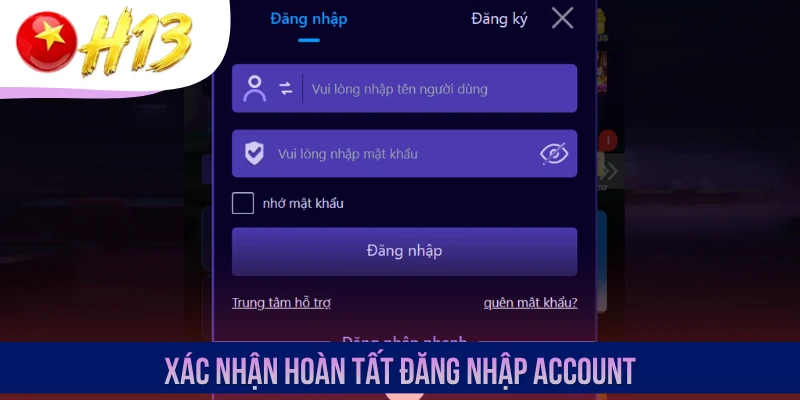Xác nhận hoàn tất đăng nhập account